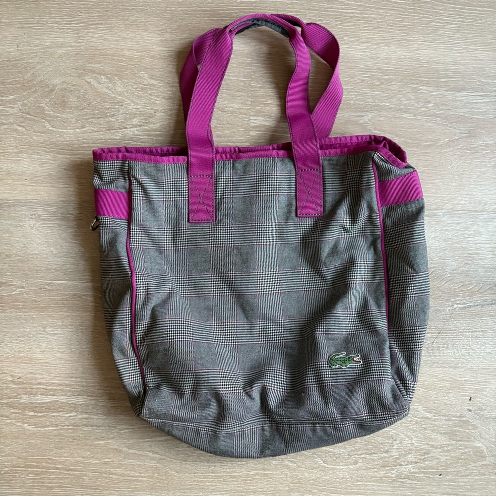 Lacoste Plaid and Plum Shoulder Bag